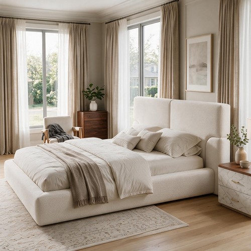 King platform bed frame - king, padded